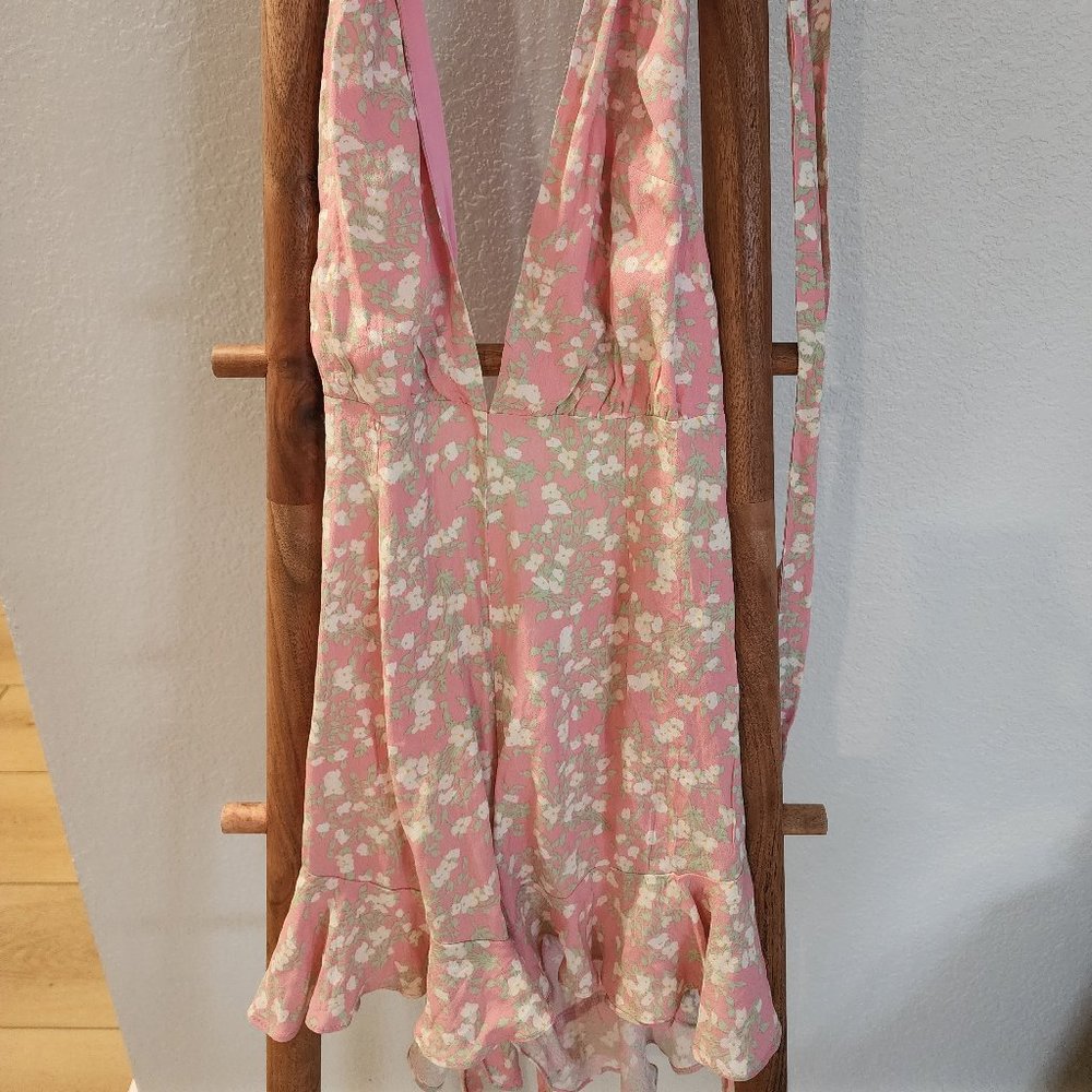 Pink floral romper